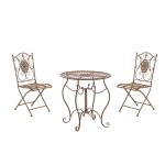 Ensemble table et chaises de jardin en mtal marron antique