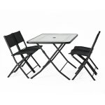 Ensemble table de jardin 130 cm et 4 chaises pliantes mahon
