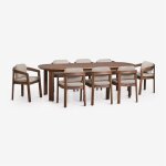 Ensemble de table ovale 240x100 cm et 8 chaises de jardin en bois d'acacia uleno brun acacia fonc�