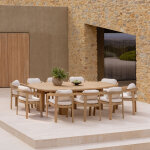 Ensemble de table ovale ��260 cm ginara et 10 chaises de jardin en bois d'acacia uleno acacia marron ...