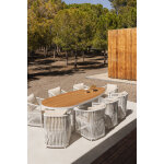 Ensemble de table ovale taneli, 260x110 cm, en aluminium et bois de teck, et 8 chaises de jardin sophie, ...