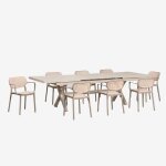 Ensemble de table rectangulaire extensible karena 240 - 300x100 cm et 8 chaises de jardin empilables ...