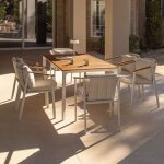 Ensemble table rectangulaire katiana, 160x90 cm, en aluminium et bois de teck, et 6 chaises de jardin ...