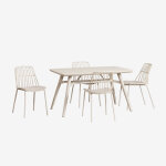Ensemble table rectangulaire scand (134x78 cm) et 4 chaises de jardin maeba tapioca beige