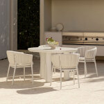 Ensemble table ronde Ø120 cm en c�ramique et aluminium arken et 4 chaises de jardin avec accoudoirs ...