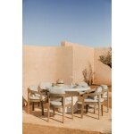 Ensemble table ronde �140 cm en ciment namara et 6 chaises de jardin en bois d'acacia uleno