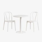 Ensemble table ronde �70 cm et 2 chaises de jardin mizzi blanc gardenia