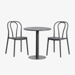 Ensemble table ronde �70 cm et 2 chaises de jardin mizzi gris graphite