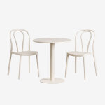 Ensemble table ronde �70 cm et 2 chaises de jardin mizzi tapioca beige