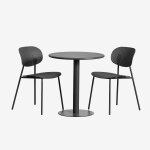 Ensemble table ronde Ø70 cm mizzi et 2 chaises de jardin en polypropyl�ne et fer tupah gris graphite ...