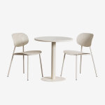 Ensemble table ronde Ø70 cm mizzi et 2 chaises de jardin en polypropyl�ne et fer tupah tapioca beige ...
