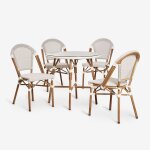 Ensemble table ronde brielle bistro (80 cm de diam�tre) et 4 chaises de jardin empilables en aluminium ...