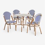 Ensemble table ronde brielle bistro (80 cm de diam�tre) et 4 chaises de jardin empilables en aluminium ...