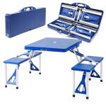 Ensemble table tabourets de camping aluminium meuble pliant 133 cm jardin oudoor helloshop26 16 0002495 ...