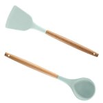 Ensemble d'ustensiles de cuisine en silicone, 2 pieces, style bois 4276