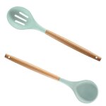 Ensemble d'ustensiles de cuisine en silicone, 2 pieces, style bois 4277