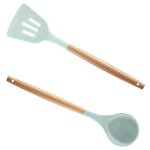 Ensemble d'ustensiles de cuisine en silicone, 2 pieces, style bois 4279