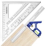 Equerre menuisier 300 mm et equerre charpentier triangulaire 180mm workpro, equerre combinee avec niveau ...