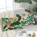 Ersan - lot de 2 housses de coussin dcoratives - motif feuilles tropicales - 30 x 50 cm - vert - pour ...