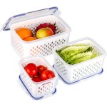 Ersan - lot de 3 boîtes de rangement avec panier dâ¿egouttage - organisateurs dâ¿aliments en plastique ... Ersan - lot de 3 boîtes de rangement avec panier dâ¿egouttage - organisateurs dâ¿aliments en plastique ...