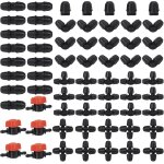 Ersan - lot de 65 raccords d'irrigation goutte  goutte 1 / 4 , connecteurs 4 voies, raccords  th, ...