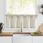 Ersan - rideau brise - bise, aspect lin, beige, avec passe - tringle, pour porte de balcon, caravane, ...