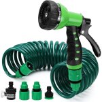 Ersan - tuyau d'arrosage en spirale - 7, 5 m - flexible - avec douchette  8 fonctions - anti - fuite ...