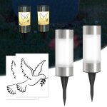 Ershi - lot de 2 lanternes funraires solaires avec piquet de terre et autocollants colombe ¿ ip65 rsistant ...