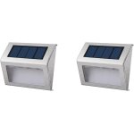 Ershi - lot de 2 projecteurs solaires inox applique murale escalier balisage led blanc wally h10cm[973] ...