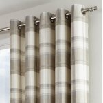 Ershi - balmoral check tartan naturel 117 x 137 cm - 100% coton - 2 panneaux taupe ?illets beige lin ... Ershi - balmoral check tartan naturel 117 x 137 cm - 100% coton - 2 panneaux taupe ?illets beige lin ...