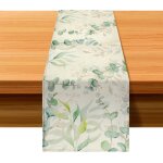Ershi - chemin de table, chemin de table vert, linge d't moderne drapeau de table dcoratif, nappes ...