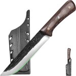 Ershi - couteau  dsosser  manche en bois avec tui, pour trancher et dsosser la viande, pour la maison, ...