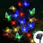 Ershi - guirlande lumineuse solaire, 12led papillon lumineuses solaires exterieur 8 modes ip65 etanche ...