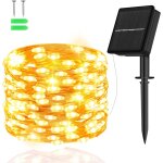 Ershi - guirlande lumineuse solaire d'extrieur 5 m 50 led fil de cuivre 8 modes minuterie ip65 rsistante ...
