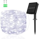 Ershi - guirlande lumineuse solaire d'extrieur 5 m 50 led fil de cuivre 8 modes minuterie ip65 rsistante ...