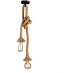 Ershi - lustre suspension en corde de chanvre double - tte e27 * 2 douille lumire pendante industrielle ...