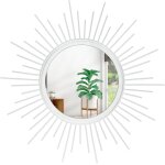 Ershi - miroir de soleil blanc pour décoration murale, chambre et salon - miroir en métal moderne - cadeau ... Ershi - miroir de soleil blanc pour décoration murale, chambre et salon - miroir en métal moderne - cadeau ...