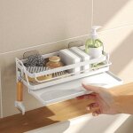 Ershi - organisateur evier cuisine mural, support porte eponge evier cuisine egouttoir blanc en acier ...