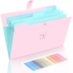 Ershi - porte - documents a4 avec 200 tiquettes, 5 compartiments a4, avec bouton pression, pour la maison, ...