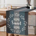 Ershi - table runner bleu marine 40 x 140 cm bohème motif de texture en bois style ferme tissu coton ... Ershi - table runner bleu marine 40 x 140 cm bohème motif de texture en bois style ferme tissu coton ...