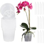 Eryi - 10 pices pot orchide, plastique pot de fleur transparent avec trou de drainage et 10 etiquettes ...