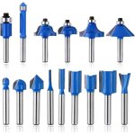 Eryi - 15 pices bits de routeur, 1 / 4  (6, 35 mm) jarret tungstne carbure outil de coin de coin, langue ...