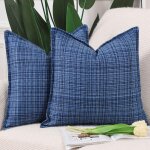 Eryi - lot de 2 doux extrieur housses de coussin en polyester et lin avec bordure dcoratif coussin ...