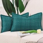 Eryi - lot de 2 doux extrieur housses de coussin en polyester et lin avec bordure dcoratif coussin ...