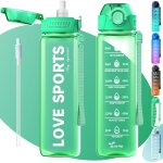 Eryi - bouteille d'eau, grand bec pour une gorge / paille amovible pour siroter, marqueur de temps anti ...