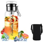 Eryi - bouteille en verre - 1 litre, 750 ml / 1, 5 l, avec paille et couvercle, gourde en verre avec ...