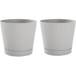 Eryi - ¿ bracia 2 pots rond blanc nuage - Ø 19cm x h 18cm - avec rserve deau ¿ pot de fleur pour ...