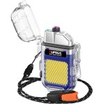 Eryi - briquet lumineux etanche 3 modes - lampe de poche coupe - vent double arc electrique rechargeable ...