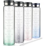 Eryi - gourde en verre 1 l, bouteille d'eau motivante avec paille et marqueurs de temps, bouteille en ... Eryi - gourde en verre 1 l, bouteille d'eau motivante avec paille et marqueurs de temps, bouteille en ...