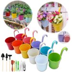 Eryi - grand ensemble de 10 pots de fleurs en métal vase suspendu panier a planter avec des outils de ... Eryi - grand ensemble de 10 pots de fleurs en métal vase suspendu panier a planter avec des outils de ...